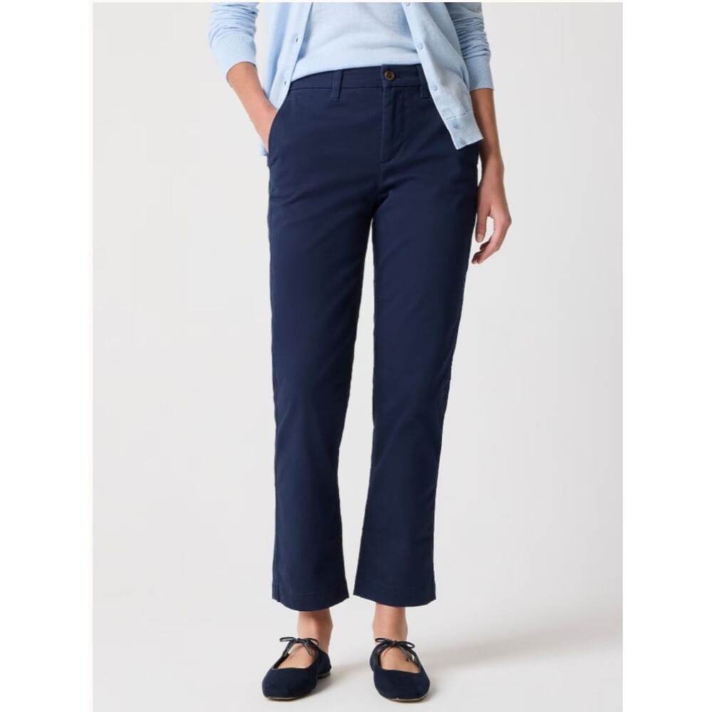 J. Crew High-Rise Girlfriend Chino NWT Size 12P Navy Blue Ankle Length Preppy
